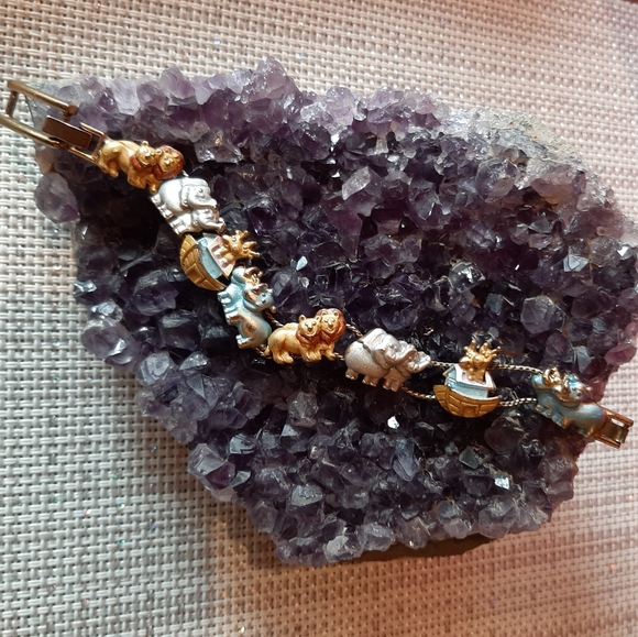 Vintage Noah’s Ark Slide Enamel Charm Gold Bracelet - Picture 11 of 11